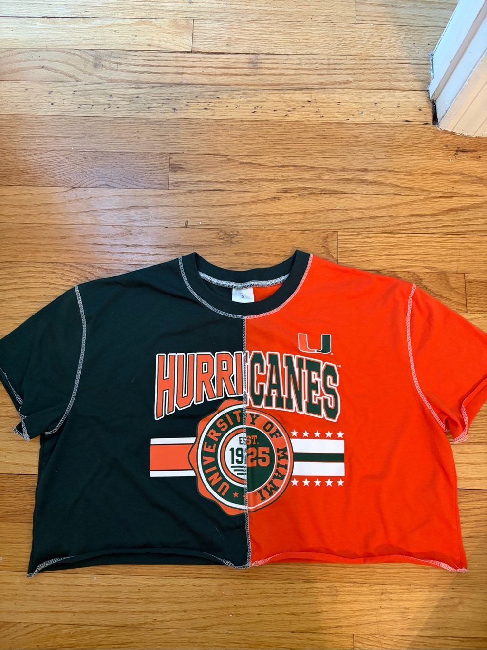 University of Miami Hurricanes Two-Tone Orange & Green Crop Tee